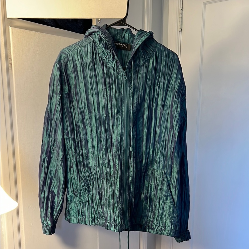 Mycra Pac Green Crinkled Windbreaker Jacket